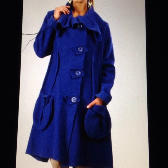 EVA TRALALA Jackets & Blazers - EVA TRALALA ELECTRIC BLUE WOOL COAT